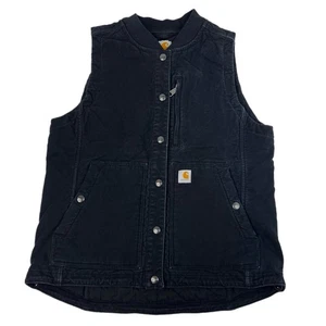 Damen Carhartt N04 Snap Canvas Weste gesteppt schwarz Größe M - Bild 1 von 7
