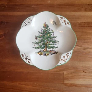 VINTAGE SPODE CHRISTMAS TREE DURCHBOHRT 10,5" ÜBERBACKENER STERNTELLER ENGLAND - Bild 1 von 2