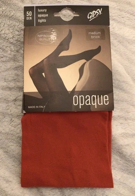 1 x Par de Medias Gitanas Italianas de Lujo 50 DENIER Coloridas Opacas ROJO LADRILLO Medianas Foto 1 de 4