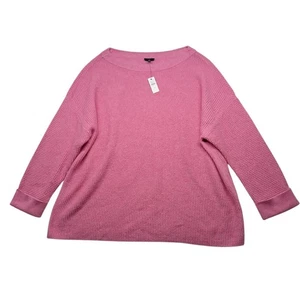 NWT Talbots Sweater Women's Plus Size 3X Pink Waffle Knit Classic Wool Blend - Picture 1 of 10