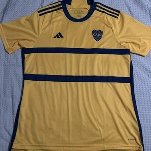 ADIDAS Boca Juniors 2023/24 Away Soccer Jersey Mens Size XL Yellow Blue  - Picture 1 of 4