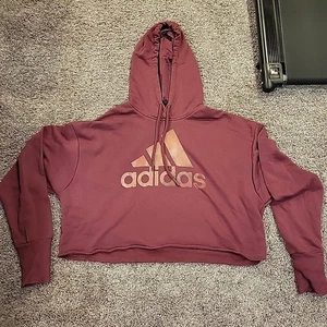 Vintage Adidas Women's Hooded Sweat Shirt And Pants Medium Burgundy 2 Piece - Picture 1 of 5