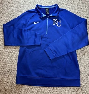 Kansas City Royals Sweater Mens Large Blue 1/4 Zip Pullover Nike MLB Baseball - Picture 1 of 9
