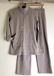 Eileen Fisher Sz Petite XS Stone Jersey Knit Organic Cotton Full Zip Track Suit - Picture 1 of 15