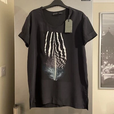 BNWT ALLSAINTS Silk Print T-shirt Tee Top Size 10-12 UK Tag £118 - Image 1 of 4