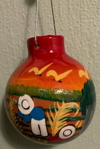 Vintage Folk Art Christmas Ornament Hand-painted-Made in Mexico by Hand-Rare. - Picture 1 of 7