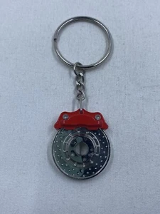 Red Silver Rotor Brake Keychain Automotive Part Car Gift - Picture 1 of 3