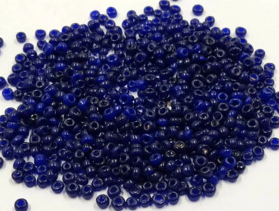 5 Grams 1920s  Vintage Clear Cobalt Blue French Beads Glass Tube 10/0 BBT-21 - Image 1 of 4