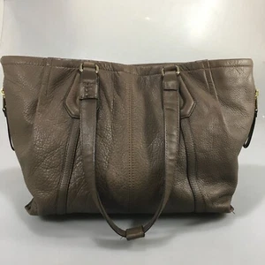 Perlina Taupe Pebbled Leather Shoulder Bag Satchel - Picture 1 of 10