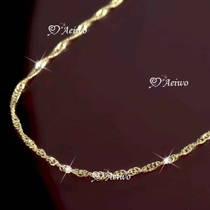 AEIWO 18K ROSE GOLD PLATED SINGAPORE TWIST CHAIN NECKLACE 48cm - Picture 1 of 3