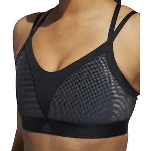 adidas All Me Womens Sports Bra Black Compression Gym Workout Fitness Run Ladies - Picture 1 of 5