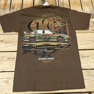 Vtg Y2K New Old Stock Mitsubishi Evo Brown Graphic T-Shirt Men's Size Small - Picture 1 of 5