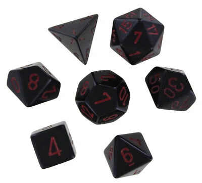 Polyhedral 7-Die Opaque Dice Set - Black with Red - Image 1 of 2