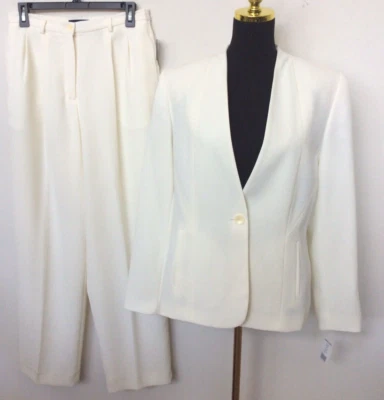 NUEVO KAREN SCOTT Mujer Marfil 2 Piezas Oficina Dama Pantalones Acampanados Traje Talla 14 Foto 1 de 4