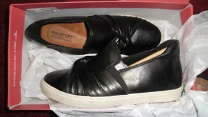 NEW $130 Rockport Cobb Hill WILLA Black Leather Loafer Sneakers Shoes 6 Wide - Picture 1 of 12