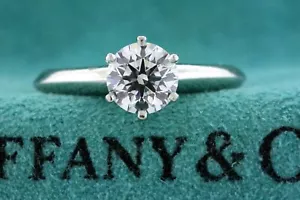 Tiffany & Co. Engagement Ring .84ct E VS1 Round Solitaire Platinum 4.75 $13400 - Picture 1 of 8