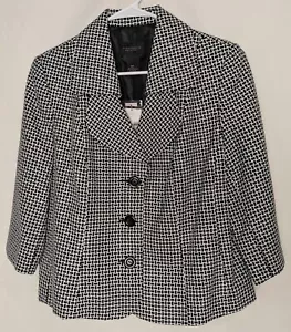 NWT Investment Petites 3/4 Sleeve Patterned 3 Button Women's Blazer Size 12P - Picture 1 of 10