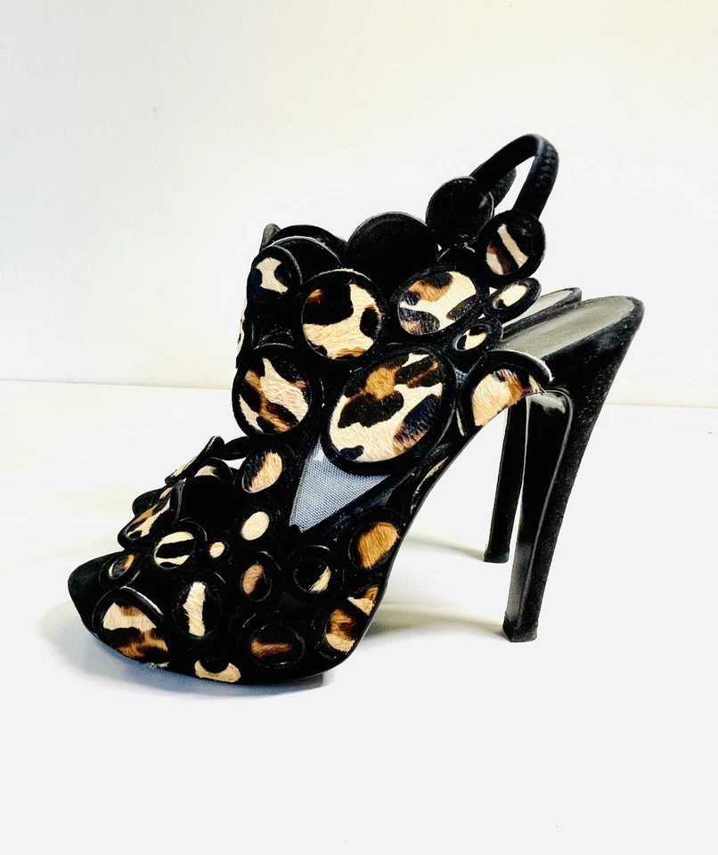 Sandalias Pierre Hardy Leopardo Y Gamuza Negra Tacón Alto con Caja 37.5 Foto 1 de 4