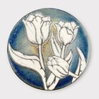 Raku Pottery Coaster - Tulip Flowers - by Jeremy Diller - 4.25" Round Trivet
