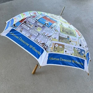 VTG Comic Strip Umbrella Arkansas Dem Gazette Peanuts GARFIELD Cathy BC ID 33" - Picture 1 of 16