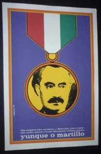 Amboss oder Hammer Kubanisches Siebdruck Filmplakat mit Bulgarien Führer Dimitrov KUBA - Bild 1 von 4