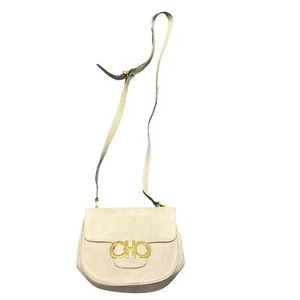 Salvatore Ferragamo Gancini Beige Suede Crossbody Handbag - Picture 1 of 10