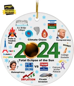 2024 Christmas Ornament with Gift Pouch, Keepsake Year in Review Christmas Tree - Picture 1 of 4