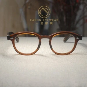 Vintage brown acetate eyeglasses frame brown Johnny Depp glasses men's eyewear M - Picture 1 of 4