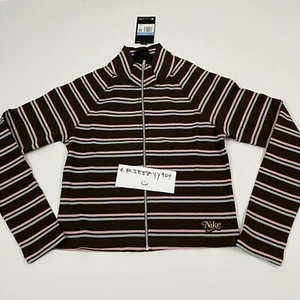 $60 Womens Size M Nike Sportswear Femme Ribbed Cropped Striped Jacket CZ9284-237 - Picture 1 of 10