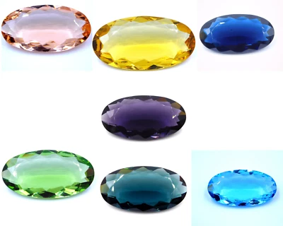 Multi Cut Oval Loose Lab Created Gemstone 25x47 MM For Pendant Making P-2986 - Image 1 of 4