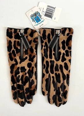 NWT PORTOLANO  Women's Leopard Haircalf/ Leather Gloves,  Size 7 $225 - Image 1 of 3