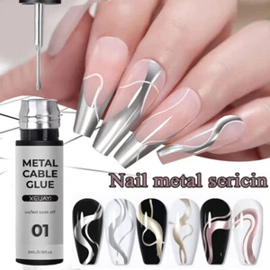 5 ml Glitter Nail Polish Soak Off UV Metallic Nail Line Gel Ultra-fine Draw Wire - Picture 1 of 17