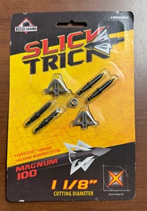 Slick Trick 100 Grain Magnum 1 1/8" Broadhead 4 Pack - 15ST100M - NEW FREE SHIP - Picture 1 of 3