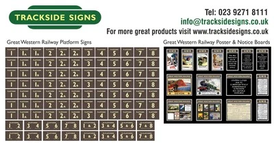 TRACKSIDE SIGNS Great Western Railway GWR Modelleisenbahn Bahnsteignummern & Plakate - Spur N 2 mm