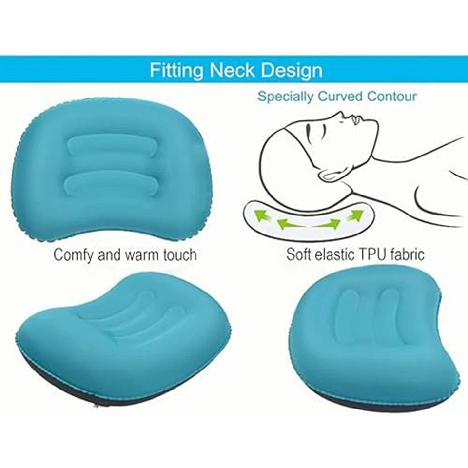 Sleek Peacock Blue Lightweight For Camping Pillows With Ergonomic Shape - Image 1 of 4