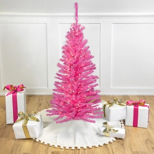 Pre-Lit Medium künstlicher Kiefer Weihnachtsbaum - 4' - rosa - klare Lichter - Bild 1 von 7