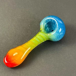 Rainbow Glass Pipe with Spiral Twist and Flat Mouthpiece Handmade in USA - Picture 1 of 9