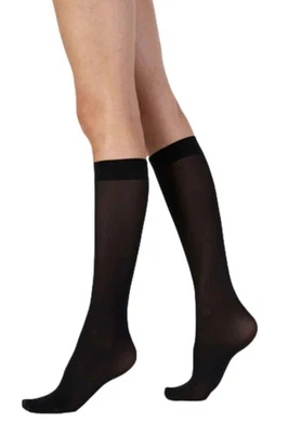 Pretty Polly 40 Denier Black Opaque Knee Highs ERQ6 - Image 1 of 2