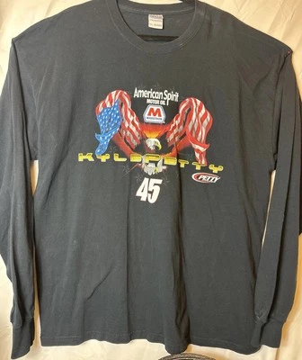 Camiseta NASCAR Kyle Petty #45 American Spirit Gráfico Lado Doble Slvs Larga Talla 2XL Foto 1 de 4