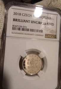 2018 Czech Republic Koruna NGC Genuine Brilliant Uncirculated BU - Picture 1 of 2