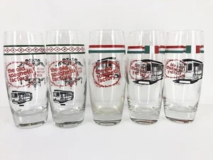 "Juego de 5 vasos antiguos de fábrica de espaguetis de 6 1/2"" de colección bandera de refresco italiana tranvía" - Imagen 1 de 12