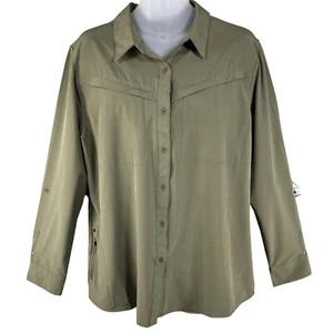 Wrangler All Terrain Gear NWT Mens XXL Olive Mixed Material Shirt Hidden Pockets - Picture 1 of 24