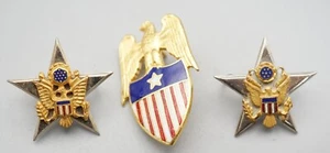 WWII Army General Staff & General's Aide Insignia Pins Set Lot Of 3 - Picture 1 of 2