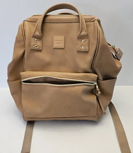 Kah & Kee Camel Kunstleder Rucksack Wickeltasche Laptop Hochwertig - Bild 1 von 7