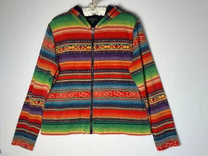 LRL Lauren Jeans Co. Serape Aztec Hooded Jacket Zip Stripes Orange Grün Lila - Bild 1 von 10