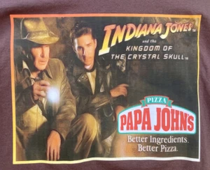 Papa John's Indiana Jones Kingdom of Crystal Schädel Shirt XL T-Shirt Uber selten - Bild 1 von 12