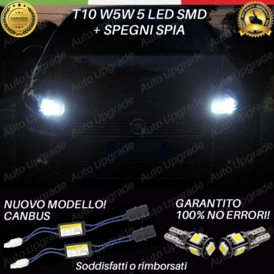COPPIA LUCI POSIZIONE 5 LED PER GRANDE PUNTO T10 W5W + SPEGNI SPIA 100% No ERROR - Immagine 1 di 3