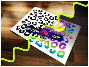 Reflective Rainbow Bright Black A5 Leopard Print Bike Helmet Motorbike Stickers - Picture 1 of 13