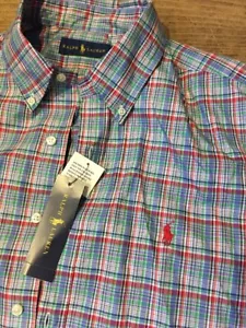 Ralph Lauren Men's Small S Classic Blue Red Button Down Shirt Pony NWT $89 - Picture 1 of 11