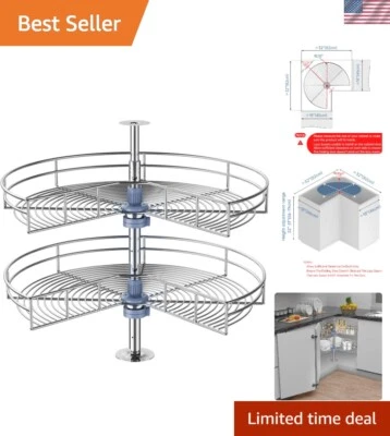 28" Corner Cabinet Lazy Susan Turntable, 270° Adjustable Height Chrome Replac... - Image 1 of 4